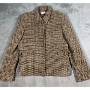 Travis Ayers Tweed Jacket Blazer Womens Size 6 Brown Snap Career Old Money